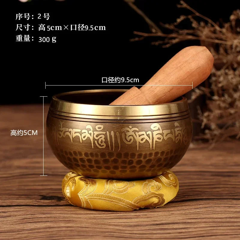 Tibetan Singing Bowl Buddhist Meditation Massage Yoga Chakra Nepal Singing Bowls Sound Healing Instruments with Accessories Gift - AMULET RING STORE
