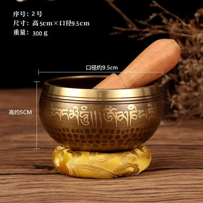 Tibetan Singing Bowl Buddhist Meditation Massage Yoga Chakra Nepal Singing Bowls Sound Healing Instruments with Accessories Gift - AMULET RING STORE