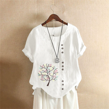 Cotton Linen T Shirt Women's Clothing Summer Retro Ladies Tops Tee Casual Loose Short Sleeve T-shirt Woman Ropa Blusas Tshirt