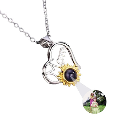 Custom Photo Necklace Personalized Picture Projection Necklace Rose Flower Projective Pendant Necklace Memorial Gifts For Women