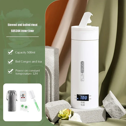 Portable Electric Kettles Tea Coffee Kettle Mini Travel Boil Water Stewable Keep Warm Appliances Thermo Anti-Scald Bottle - AMULET RING STORE