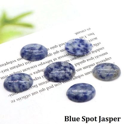 5pcs/Lot Natural Crystals Stone Oval Cabochon Beads Flat Back Cab Cameo DIY Ring Pendant Necklace Jewelry Making Accessories