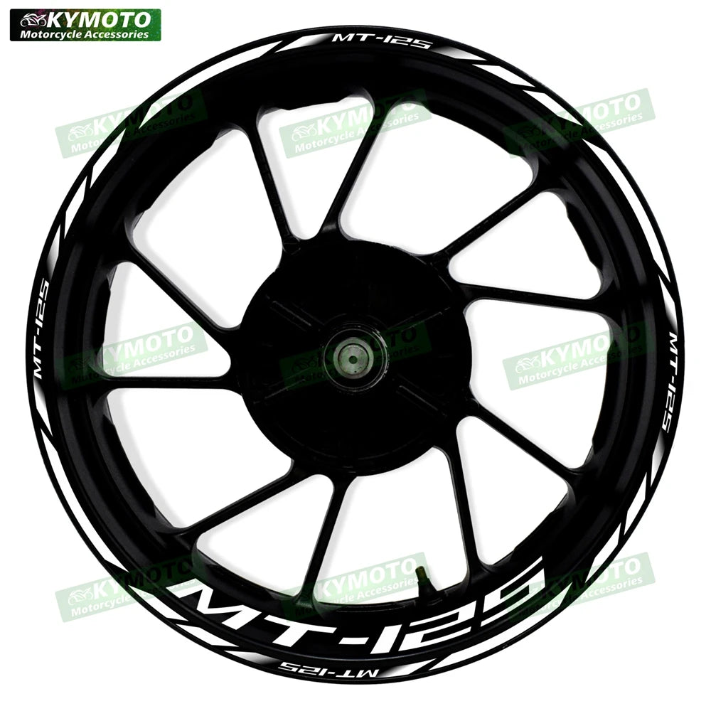 For Yamaha MT-125 MT125 motorcycle 17 inch front and rear wheel stickers modified waterproof reflective wheel rim stickers
