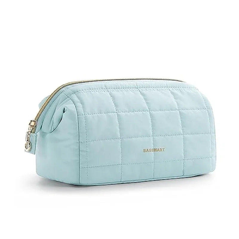 BAGSMART Makeup Bag Puffy Padded Make Up Bags for Women Makeup Organizer Case Wide-open Pouch Toiletry Bag Travel Essentials - AMULET RING STORE