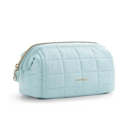 BAGSMART Makeup Bag Puffy Padded Make Up Bags for Women Makeup Organizer Case Wide-open Pouch Toiletry Bag Travel Essentials - AMULET RING STORE