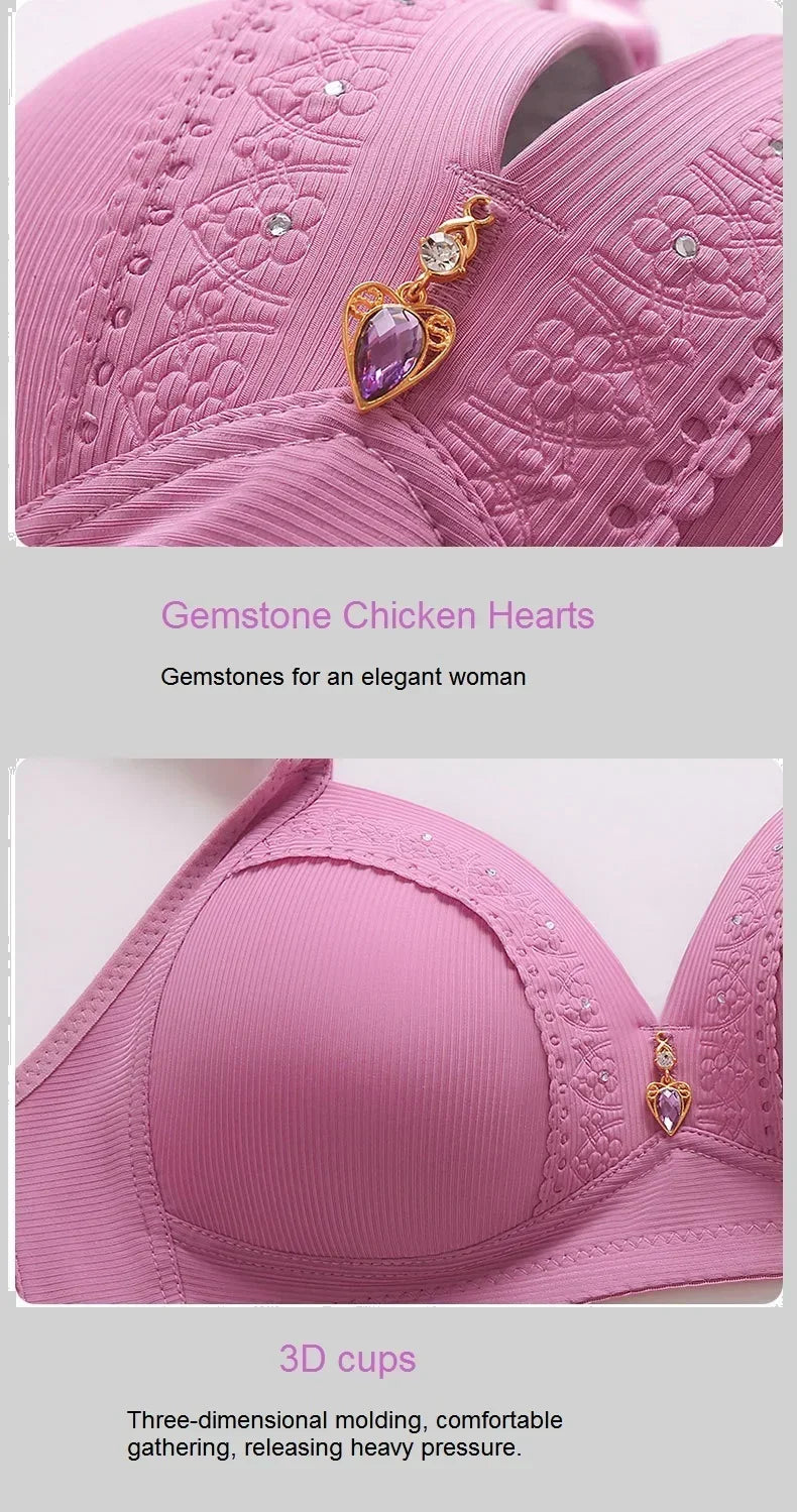 Gathered Side Collection Lifting Underwear Breasts Brassiere Large Size Bra Full Cup Underwear Brassiere No Steel Ring Bra - AMULET RING STORE