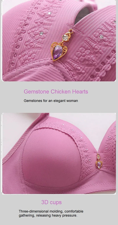 Gathered Side Collection Lifting Underwear Breasts Brassiere Large Size Bra Full Cup Underwear Brassiere No Steel Ring Bra - AMULET RING STORE