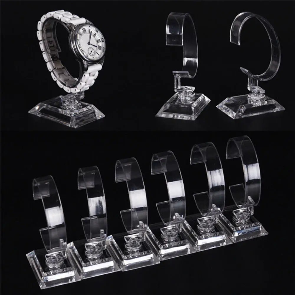 10CM Plastic Wrist Watch Display Rack Holder C-ring Sale Showcase Stand Tool Clear Jewelry Packaging for Watch Bracelet Bangle - AMULET RING STORE
