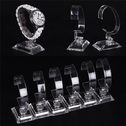 10CM Plastic Wrist Watch Display Rack Holder C-ring Sale Showcase Stand Tool Clear Jewelry Packaging for Watch Bracelet Bangle - AMULET RING STORE