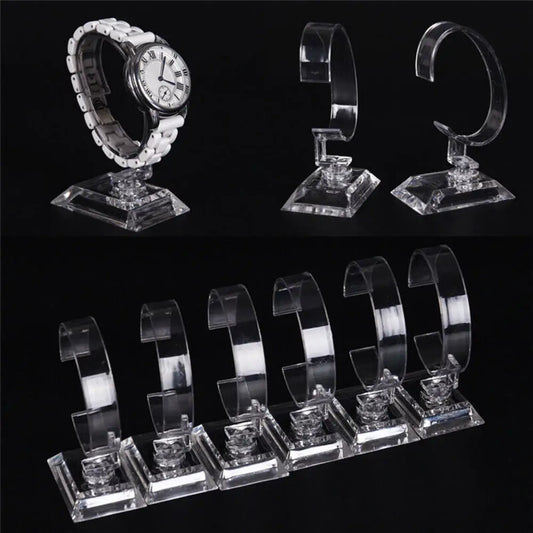 10CM Plastic Wrist Watch Display Rack Holder C-ring Sale Showcase Stand Tool Clear Jewelry Packaging for Watch Bracelet Bangle - AMULET RING STORE