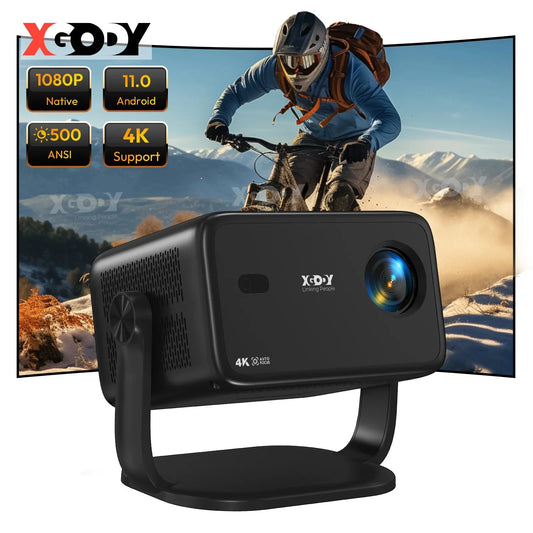 XGODY 4K Native 1080P AUTO Focus WiFi6 Android 11 Projector 500 ANSI HD Home Theater Cinema for Home