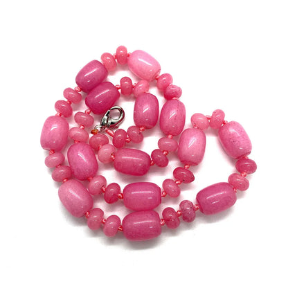 Natural Stone Malachite Lapis Lazuli Agate Necklace 10x14mm Cylindrical Beads 5x9mm Abacus Beads Ladies Necklace about 18 Inches - AMULET RING STORE