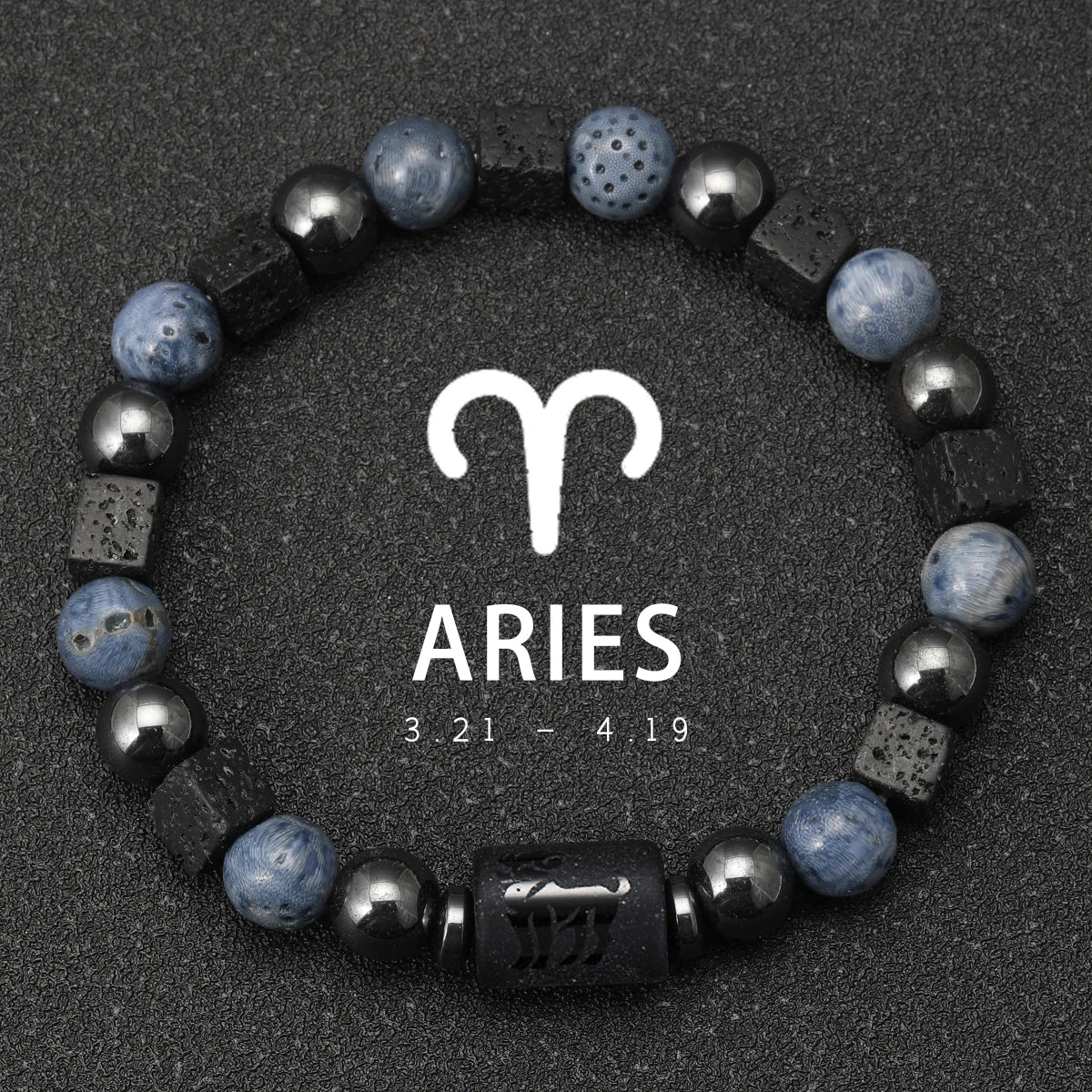 12 Constellation Natural Blue Coral Lava Stone Stone Beads Bracelet For Men Couple Rope Friendship Zodiac