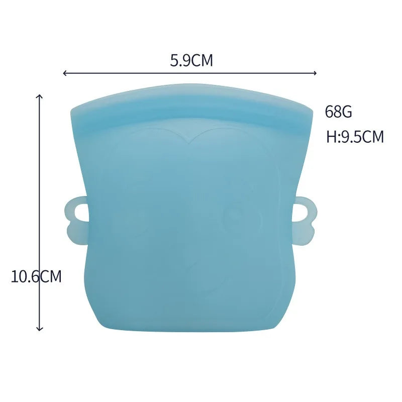 Cartoon Silicone Fresh-keeping Storage Bag,Reusable Food Grade Snack Bags for Children,Zipper Bag,Eco-Friendly,Leakproof - AMULET RING STORE