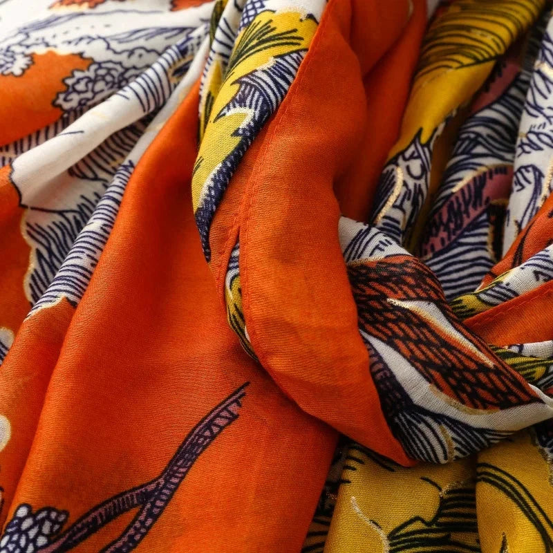 Retro Bohemian Women Viscose Scarf Big Size 88*180cm Cotton Linen Feeling Soft Shawl Tassel Hijab Wrap Summer Soft Beach