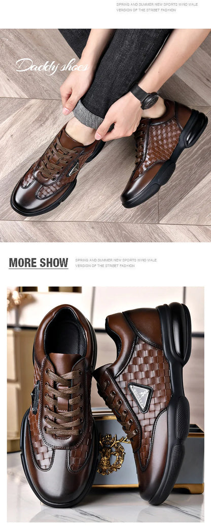 Men's Shoes Original Casual Leather Men Training Wear Resistant Sneakers Outdoor Male Treking Footwear Breathable Lace-up Shoes