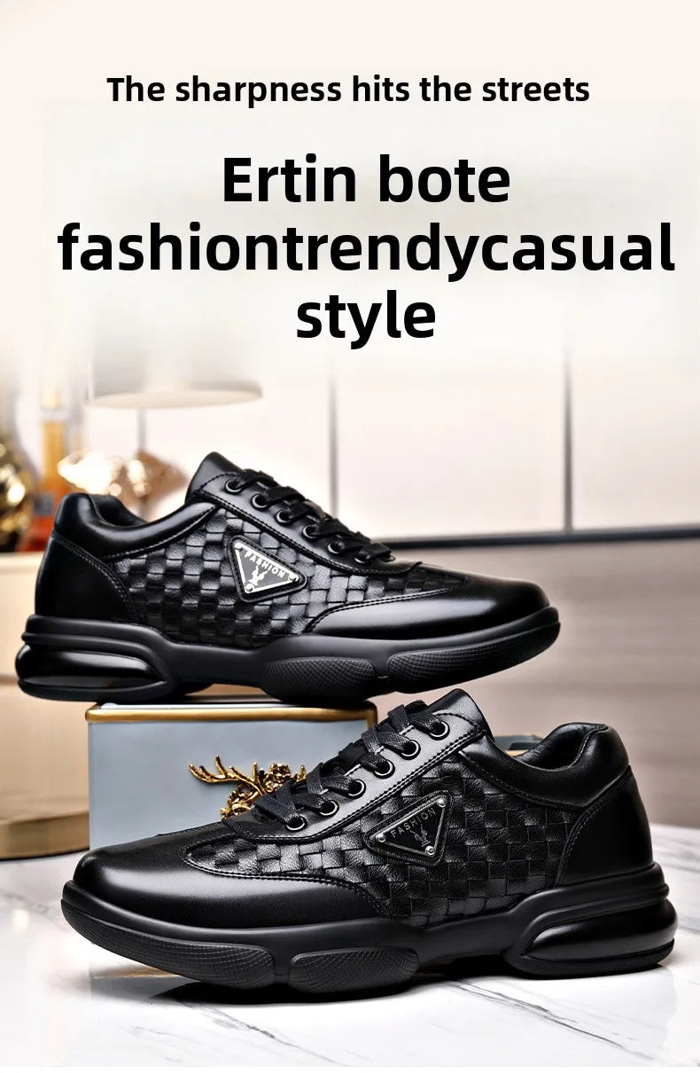 Men's Shoes Original Casual Leather Men Training Wear Resistant Sneakers Outdoor Male Treking Footwear Breathable Lace-up Shoes