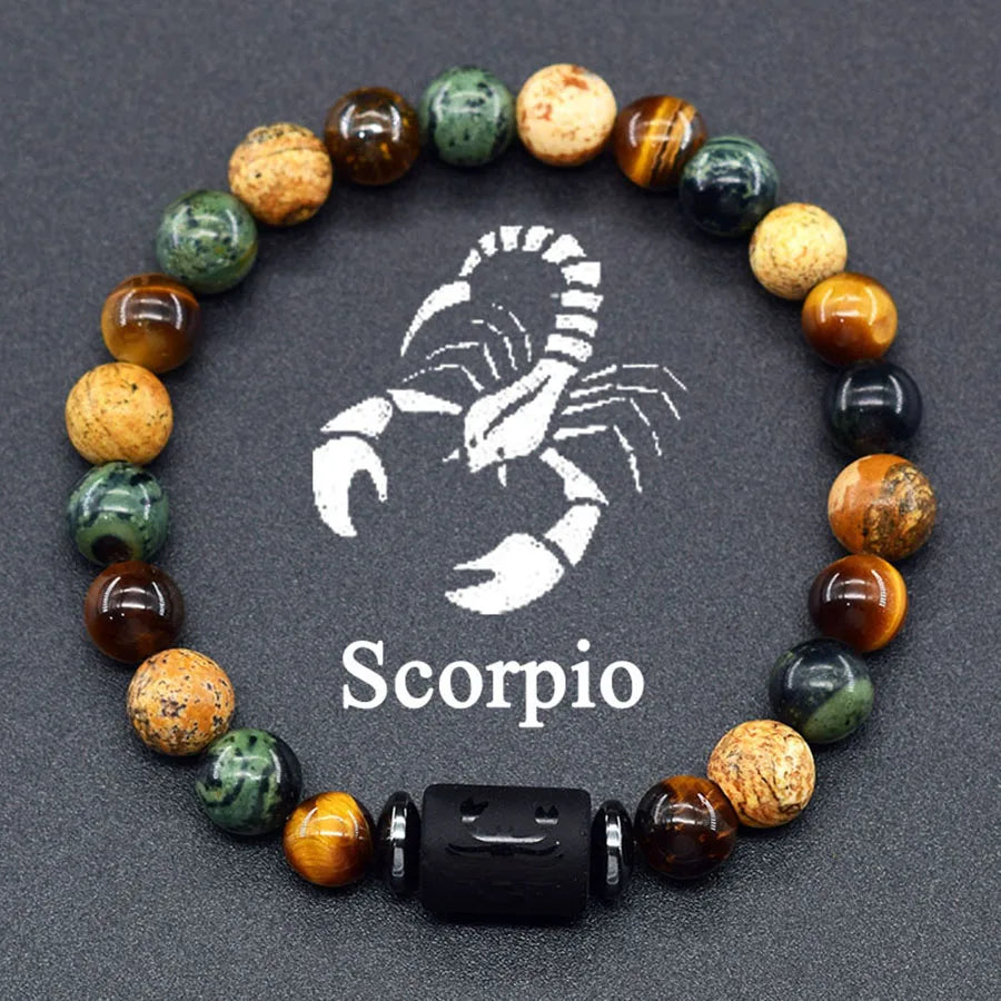 12 Zodiac Sign Bracelet Homme Constellation Bracelet for Men Aries Virgo Leo Libra Charm Bangle Women Friendship Jewelry on Hand