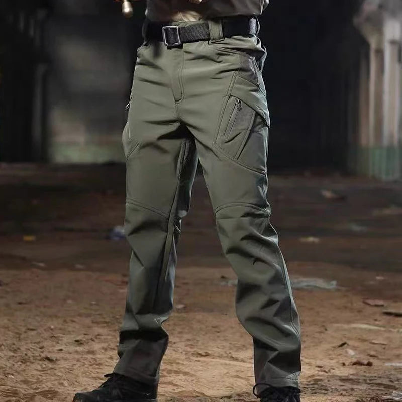 Men's City Cargo Autumn Winter Fleece Softshell Hiking Pants Fishing Climbing Trekking Casual Hunting Camping Trousers M-5XL