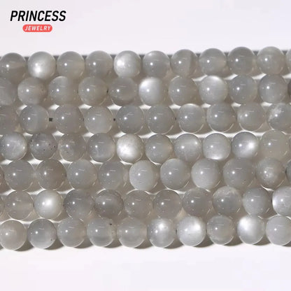 A+++ Natural Silver Grey Moonstone 6-10mm Loose Beads for Jewelry Making Bracelets Stone Beads DIY Accessories - AMULET RING STORE
