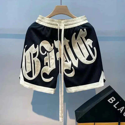 European and American Popular High Street Embroidery Jogging Women Short Hip-hop Goth Loose Wide-leg Pants Couple Classic Shorts