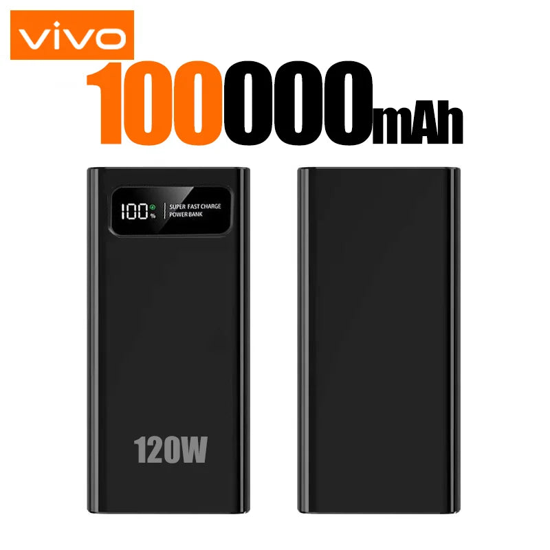 VIVO 200000mAh LED Digital Display Power Bank High Capacity 120W Super Fast Charging Portable External Battery For IPhone New