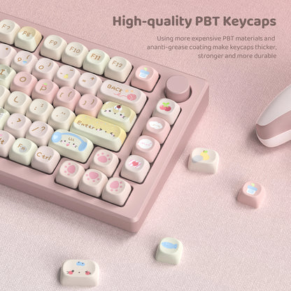 134 Keys Pink Cat  MOA Profile PBT Keycaps Customs Dye Sub Key caps for 61/87/104 Cherry MX Switch Gaming Mechanical Keyboard