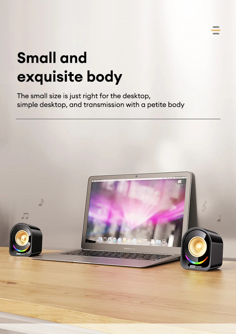 New Lenovo A02 Wireless Bluetooth V5.4 Speaker With Dual Mode RGB Light Wired Loudspeaker Vibrant Stereo Sound Camping Soundbox