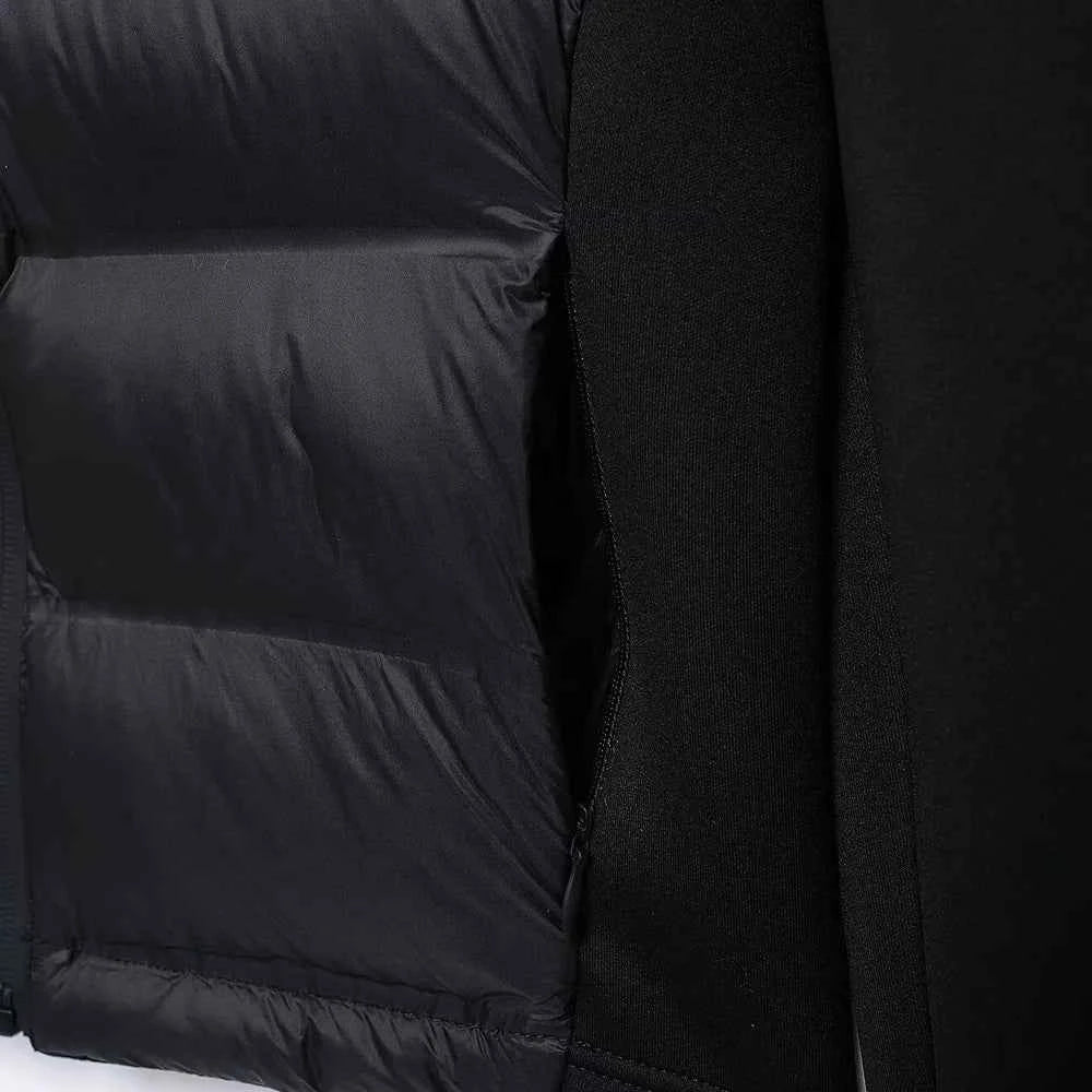 Hooded Patchwork Padded Jacket Coat with Pockets for Women, Long Sleeve, Front Zipper, Female Outerwear, Chic Tops, Fashion