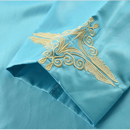 Men's Long Sleeved Dubai Türkiye India Loose Islamic Collar Dress Jubba Thobe Ramadan Muslim Abaya Gown Solid House