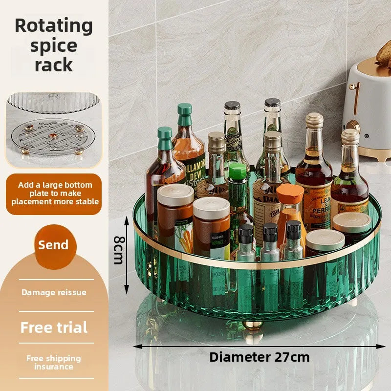 360° Rotating Plastic Storage Rack Bathroom Storage Organizer Kitchen Snack Food Oil Seasoning Bottle Storage Rack Fruit Tray - AMULET RING STORE