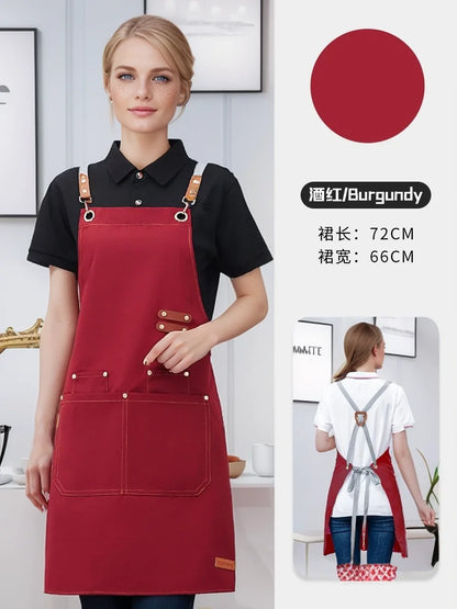 Waterproof Kitchen Apron Perfessional Kitchen Apron Restaurant Shop Waiter Work Uniform Women/Men With Pockets Cleaning Pinafore - AMULET RING STORE