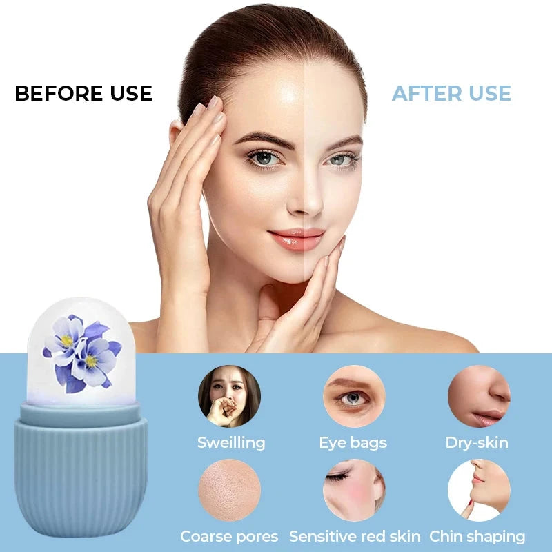 Silicone Cube Tray Shape Face Facial Ice Roller Massage Face Massage Roller Frozen Facial Reusable Ice Roller Beauty  Skin care