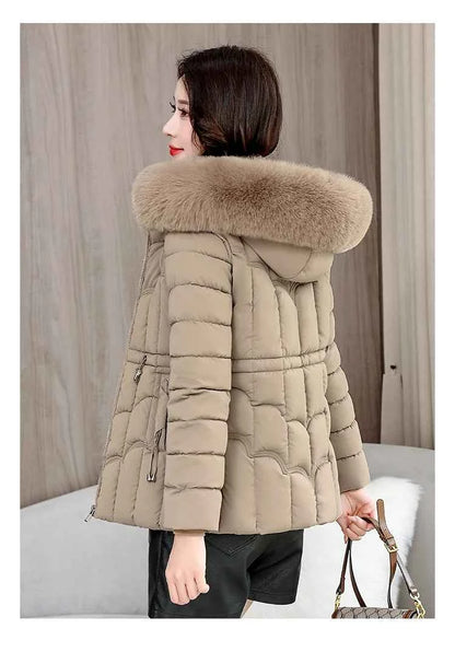 Winter 2025 New Down Jacket Women Parkas Fashion High-Quality Warm Cotton Padded Coat Ladies Short Overcoat Hooded Overwear Tops