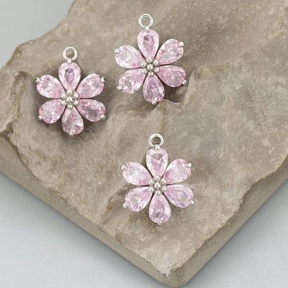 GUFEATHER,6pcs/lot,MC78,jewelry accessories,18k gold plated,nickel free,copper,zircon,hand made,flower shape,charms,diy pendants - AMULET RING STORE