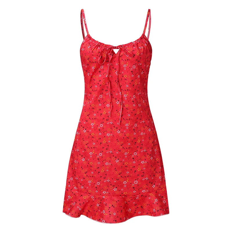 Women's Sexy Casual Home Small Floral Camisole Dress Summer Comfortable Skirt - AMULET RING STORE