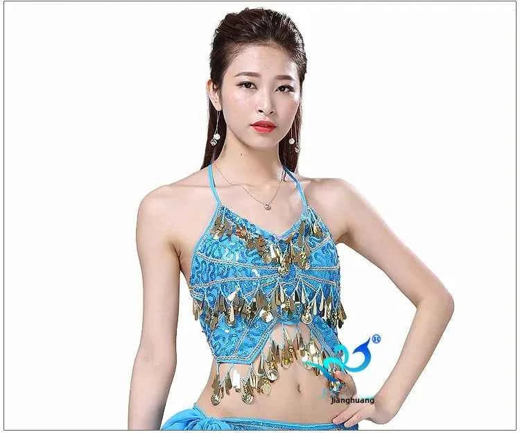 Sexy Belly Dance Bra Top Women's Sensual Strap Hanging Ne Vest Dance Clothing Adult Fem Polyester Sportswear Yoga Fitn