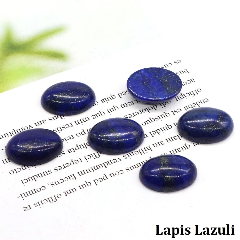 5pcs/Lot Natural Crystals Stone Oval Cabochon Beads Flat Back Cab Cameo DIY Ring Pendant Necklace Jewelry Making Accessories
