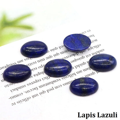 5pcs/Lot Natural Crystals Stone Oval Cabochon Beads Flat Back Cab Cameo DIY Ring Pendant Necklace Jewelry Making Accessories