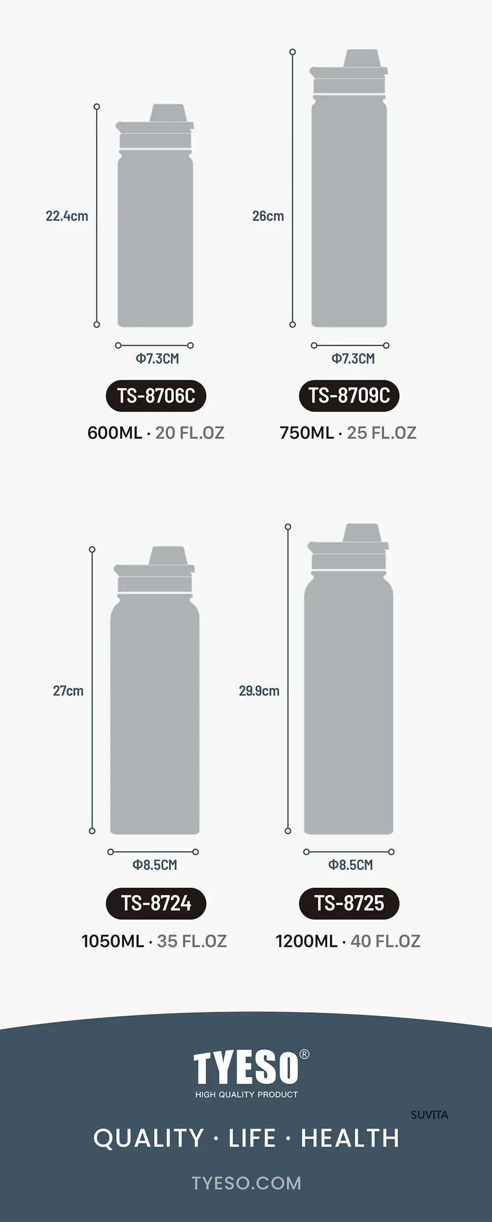 Tyeso Stainless Steel Thermos Water Bottle Portable Sport Vacuum Flask Keeps Cold and Heat Thermal Mug Insulated Car Tumbler Cup - AMULET RING STORE