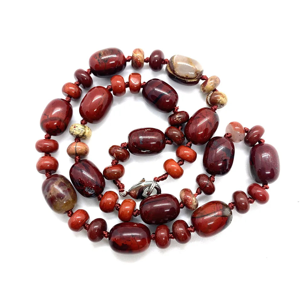 Natural Stone Malachite Lapis Lazuli Agate Necklace 10x14mm Cylindrical Beads 5x9mm Abacus Beads Ladies Necklace about 18 Inches - AMULET RING STORE