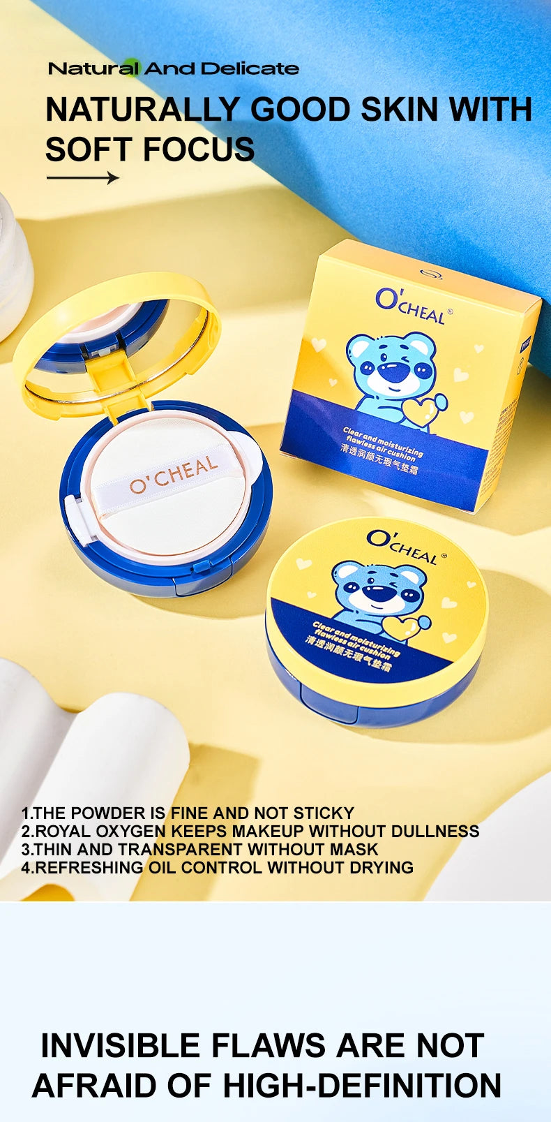 OCHEAL Natural Moisturizing Liquid Foundation Concealer BB Cream Air Cushion Whitening Oil-control Makeup Cosmetics BB Cream - AMULET RING STORE