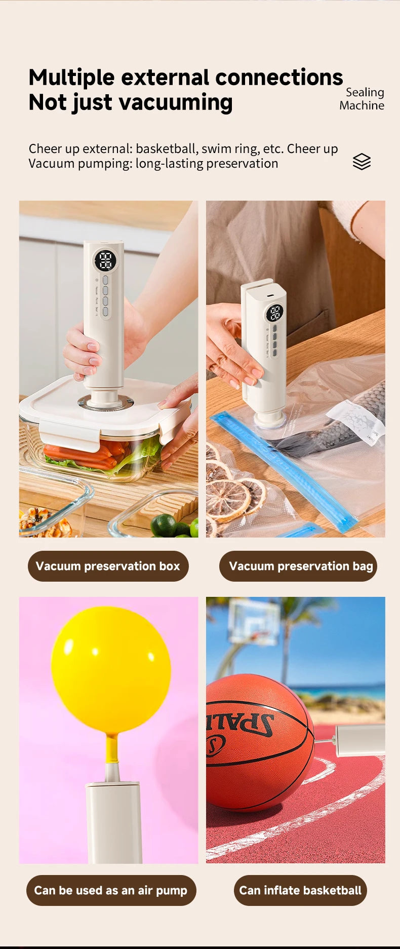 RS-F183H Mini Wireless Food Vacuum Sealing Machine, Digital Multifunctional Charging Magnetic Heat Absorption Sealing Machine. - AMULET RING STORE