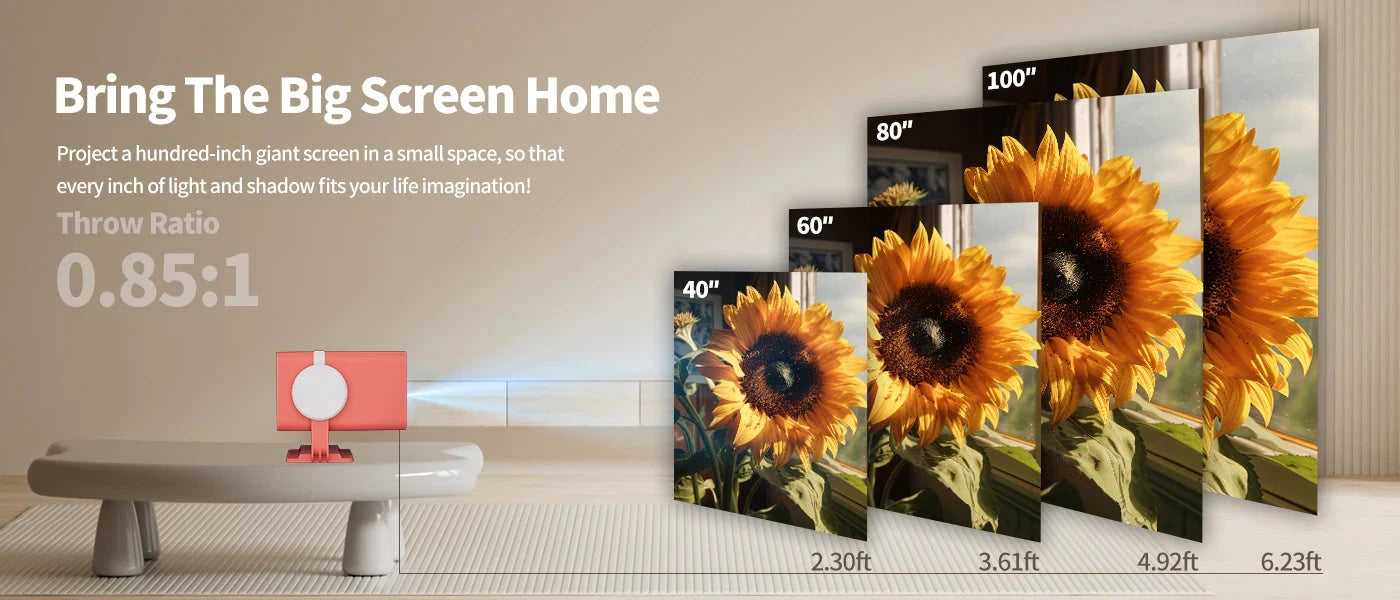 DESS Projector 4K Mini Portable Build-in Apps WIFI6 Mirror SmartPhone For 4K Video Home Cinema Projector Outdoor Rotatable 180°