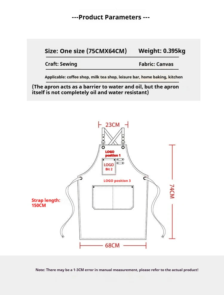Customized apron New Fashion Canvas Kitchen Aprons For Woman Men Chef Work Apron For Restaurant Bar Shop Cafes Studios Uniform - AMULET RING STORE