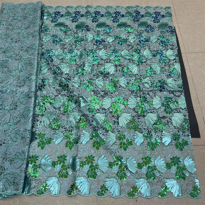 African Nigerian Tulle Lace Fabric - 3D Sequins Embroidery