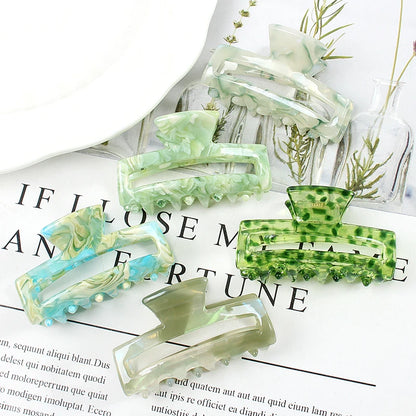 Mini Women's Hair Clips Colorful Geometric Hollow Crab Claw Clip Acetate Leopard Print Fashion Girls Hairpin Hair Accessories - AMULET RING STORE