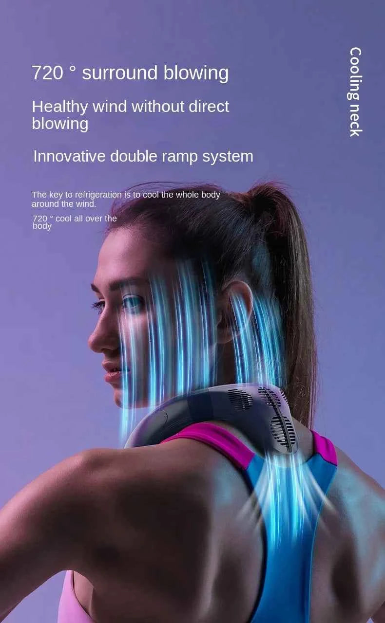 2024 New Neck Air Conditioner Portable Neck Fan Rechargeable Semiconductor Cooling Bladeless Fan Wearable Cooler multi purpose