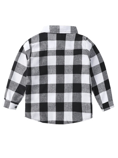 New Spring and Autumn Winter Boys and Girls 1-14 Years Old Classic Woolen Checkered Shirt Student Dress Versatile Shirt