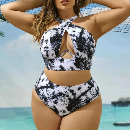 New 0xL-4XL printed bikini large size swimwear plus size women swimsuit female two-pieces bikini set bather bathing suit k5630